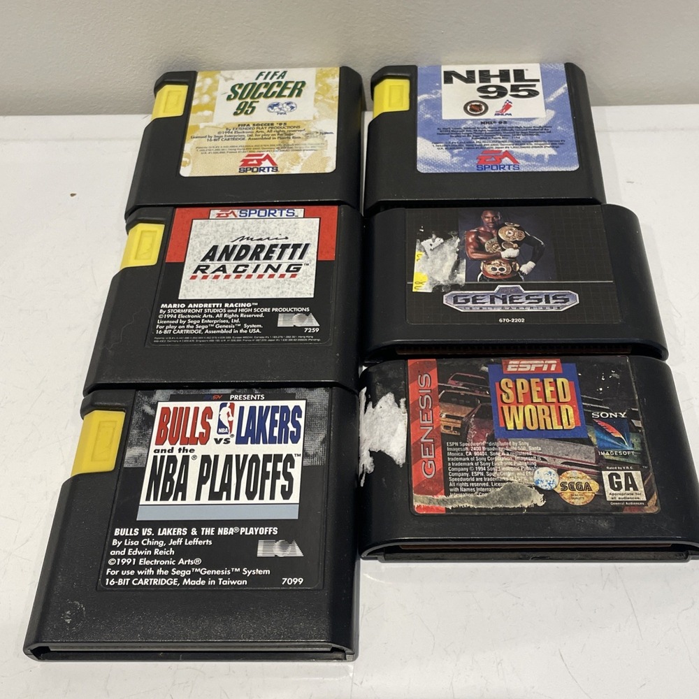 Sega Genesis Sports Racing Lot 6 Games Tested